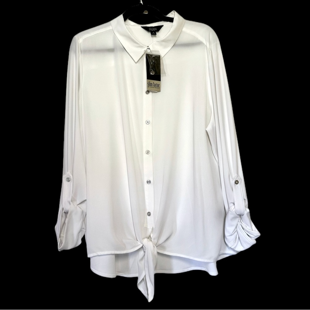 Investments by Slim Factor Ladies Tie Front Blouse